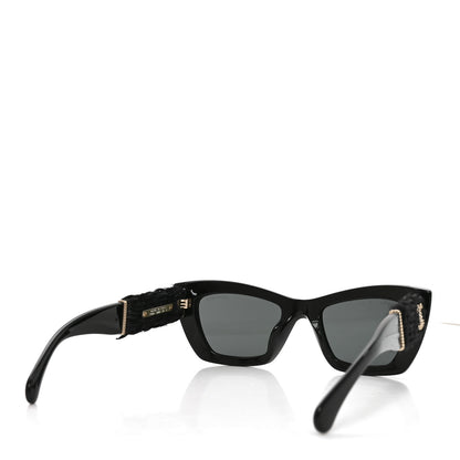 Chanel Acetate Tweed CC Cat Eye Sunglasses 71550A Black 4 of 7