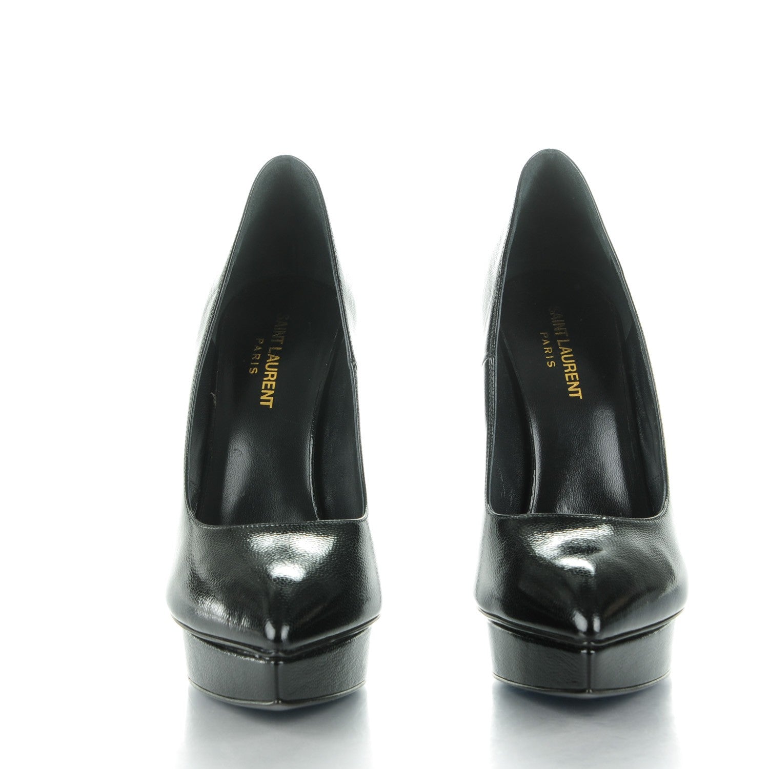 Saint Laurent Pebbled Patent Calfskin Janis 105 Pumps 39.5 Nero Black 2 of 7