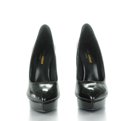 Saint Laurent Pebbled Patent Calfskin Janis 105 Pumps 39.5 Nero Black 2 of 7