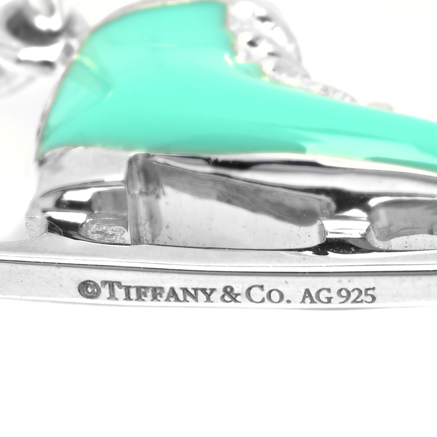 Sterling Silver Enamel Ice Skate Charm Blue