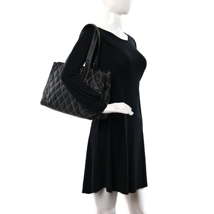 Chanel Calfskin Contrast Stitch Surpique Tote Black 2 of 12