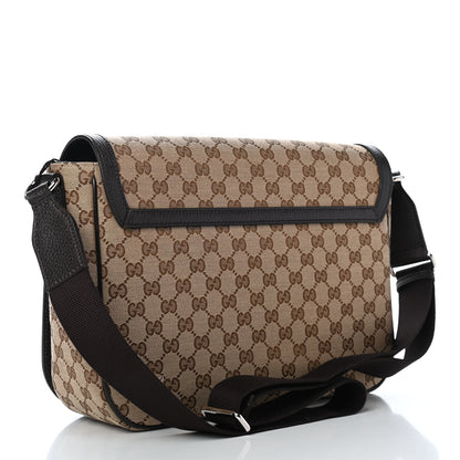 Gucci Monogram Large Flap Messenger Bag Beige Dark Brown 3 of 9