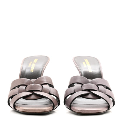 Saint Laurent Calfskin Tribute 85 Slide Sandals 36.5 Iris 2 of 8