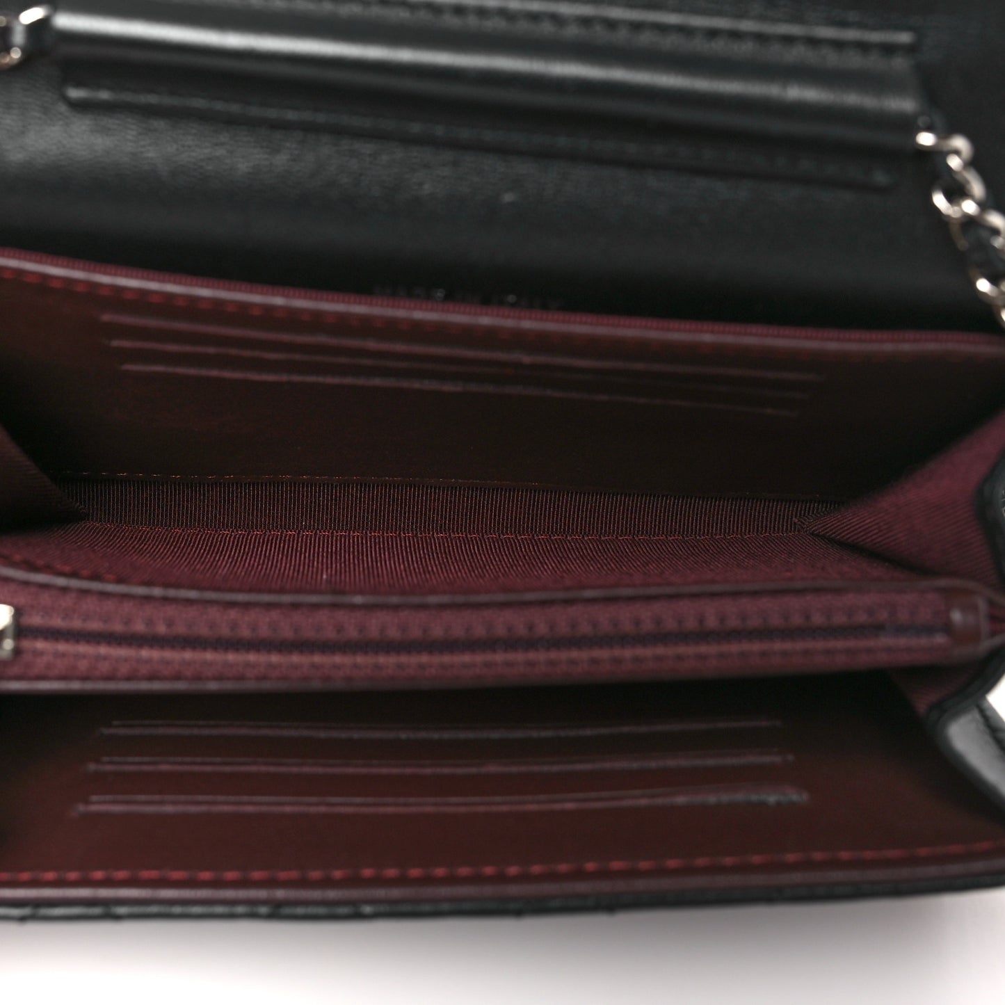 Lambskin Quilted Mini French Wallet On Chain WOC Black