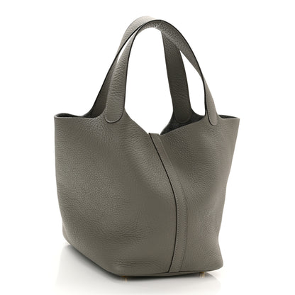 Hermes Taurillon Clemence Picotin Lock 22 MM Gris Meyer 3 of 12