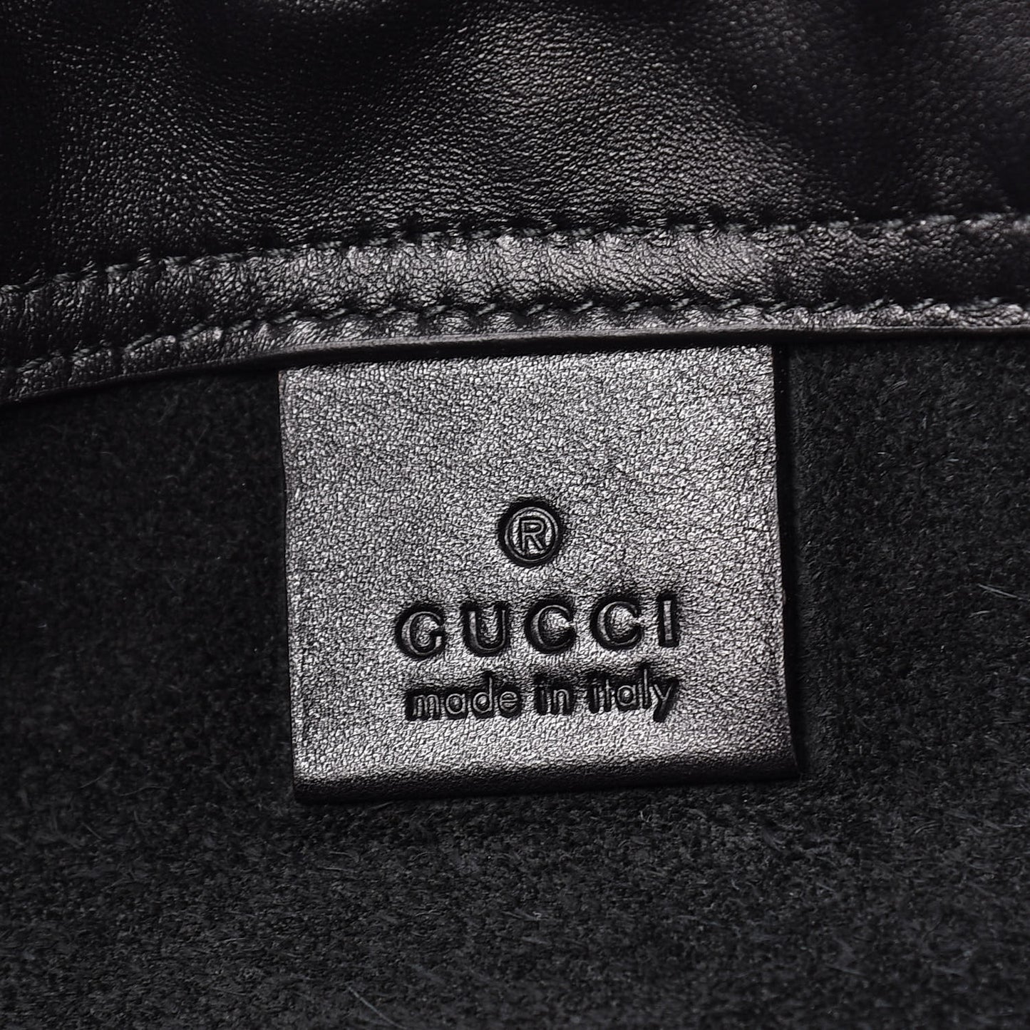 Calfskin Logo Drawstring Backpack Black