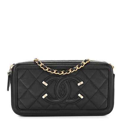 Chanel Caviar Quilted CC Filigree Clutch With Chain Black 1 of 13
