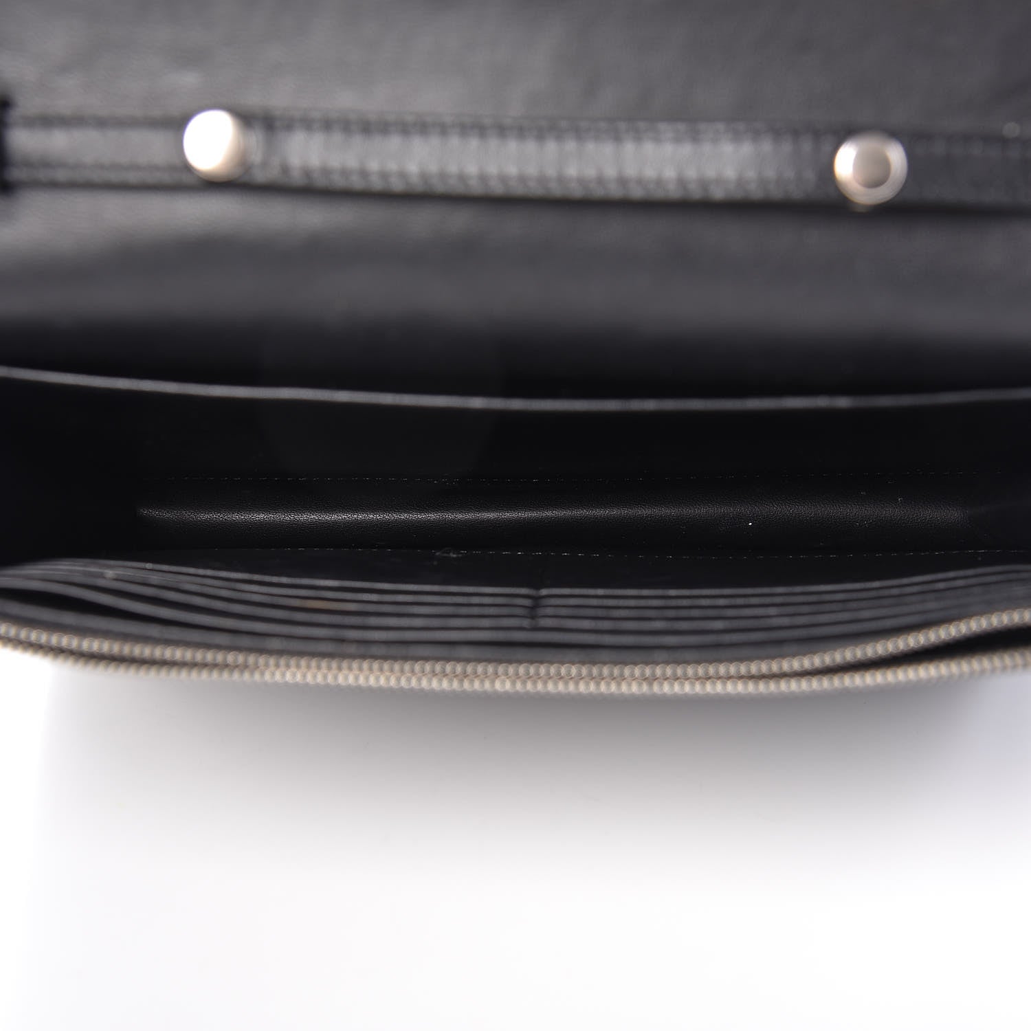 Celine Smooth Lambskin Frame Evening Chain Clutch Black White 5 of 16