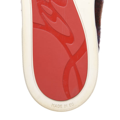 Christian Louboutin Calfskin Wool Snowflake Veau Velours Mens Lulu Flat Sneakers 45.5 Expresso Merlot 9 of 11