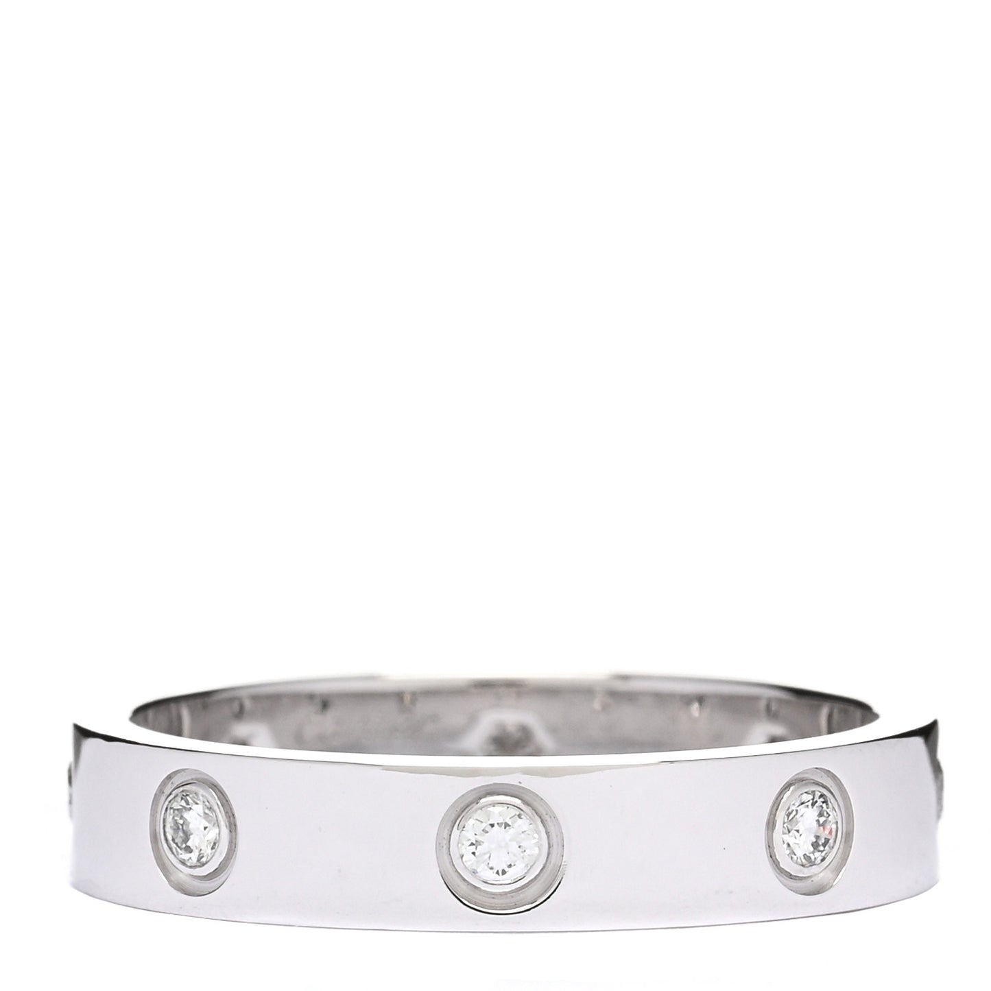 18K White Gold 8 Diamond 4mm LOVE Wedding Band Ring 54 6.75