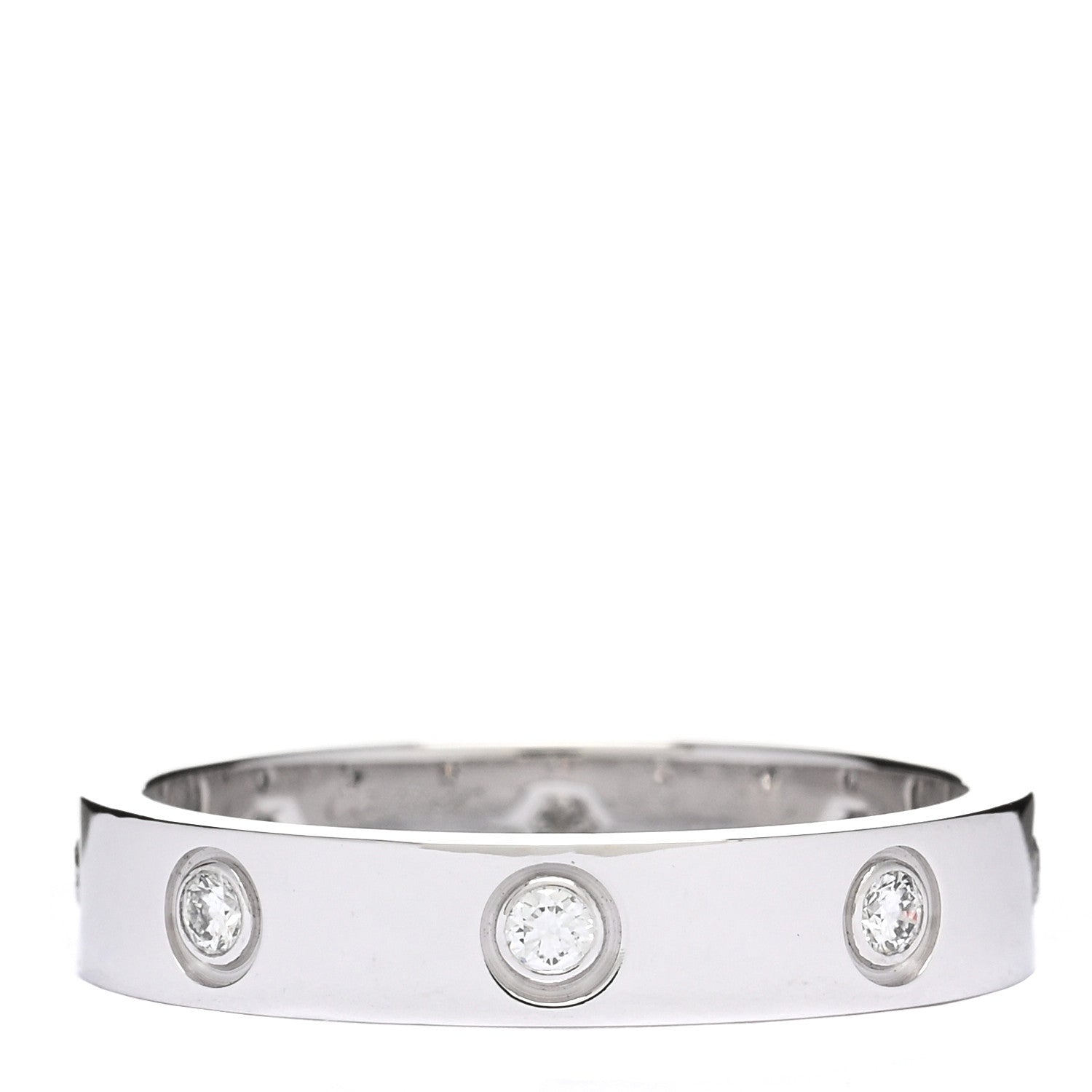 Cartier 18K White Gold 8 Diamond 4mm LOVE Wedding Band Ring 54 6.75 1 of 5