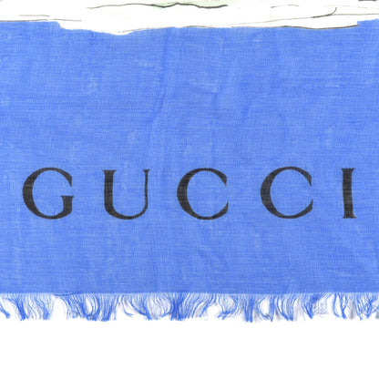 Gucci Modal Silk Bengal Scarf Blue 2 of 6
