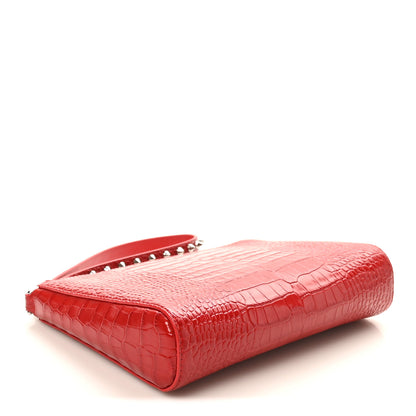 Christian Louboutin Calfskin Crocodile Embossed Mini Cabata Pouch Loubi 4 of 9