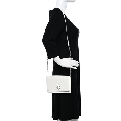 Jimmy Choo Calfskin Crocodile Embossed Palace Crossbody Latte 2 of 11