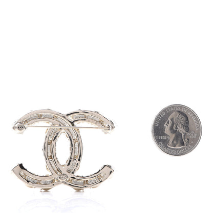 Chanel Crystal Pearl CC Dazzling Domino Brooch Gold 2 of 4