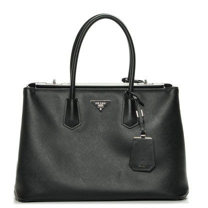 Prada Saffiano Cuir Twin Tote Nero Black 1 of 7
