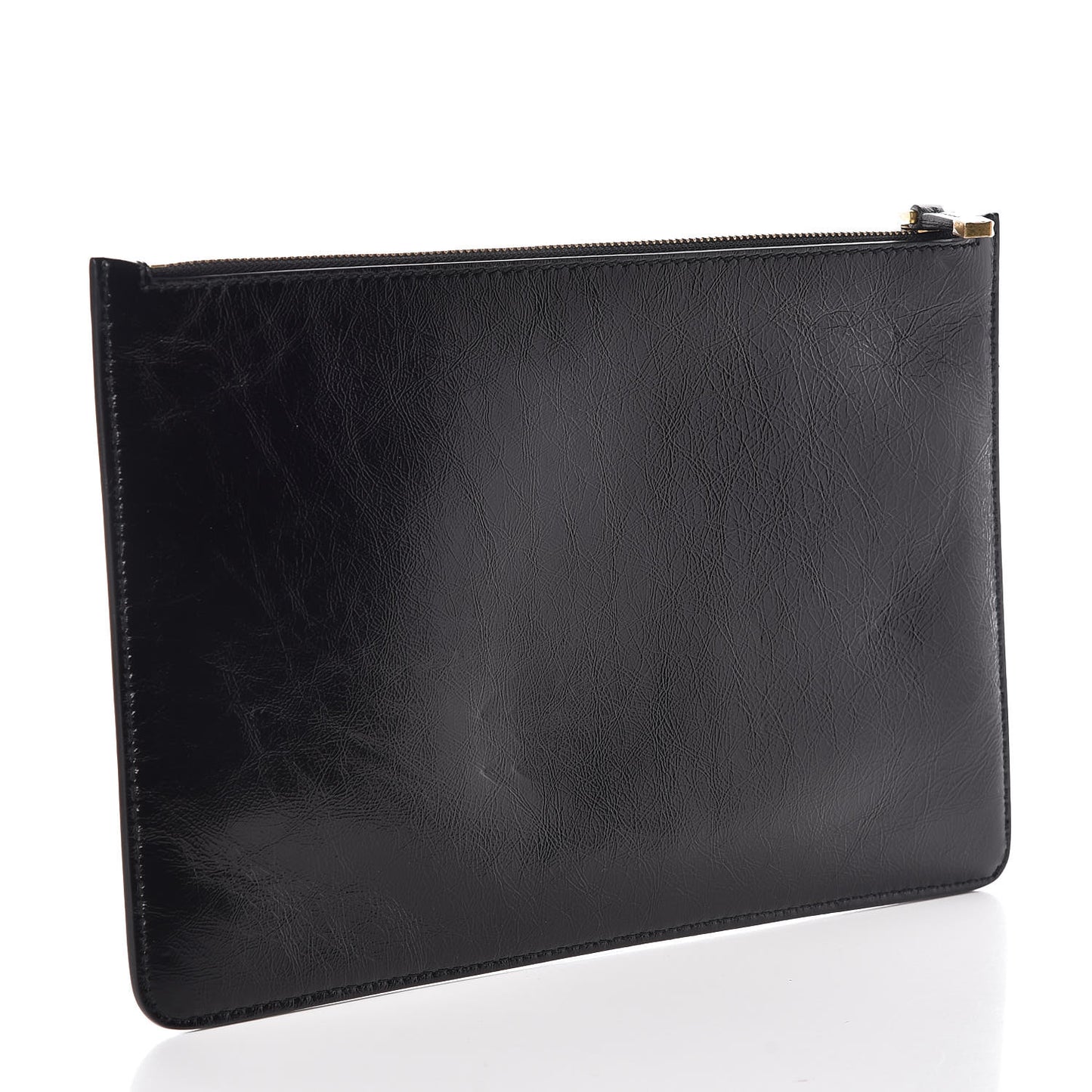 Crinkled Calfskin J'Adior Flat Clutch Black