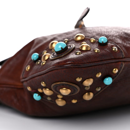 Miu Miu Buffalo Leather Studded Hobo Brown 4 of 15