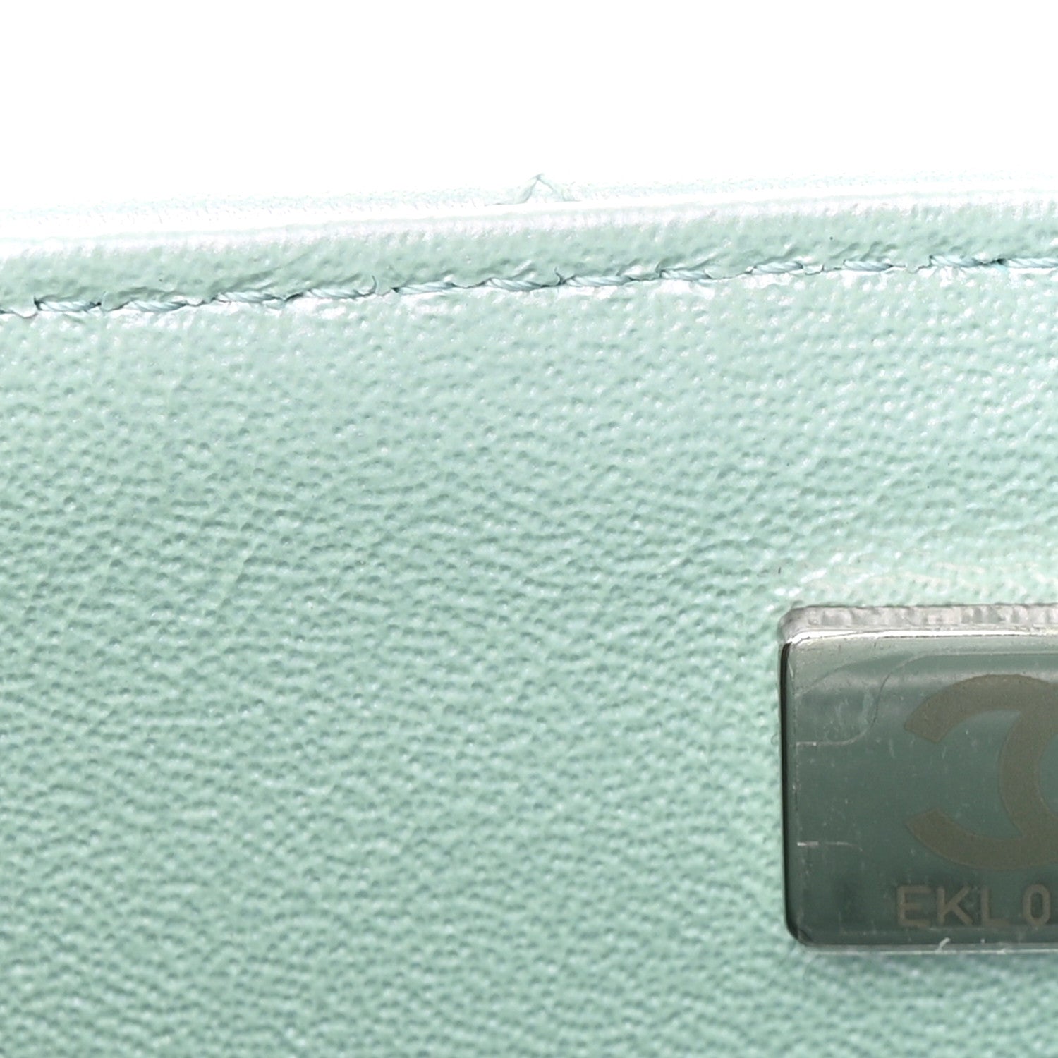 Chanel Iridescent Calfskin Quilted Mini Rectangular Flap Light Blue 7 of 10
