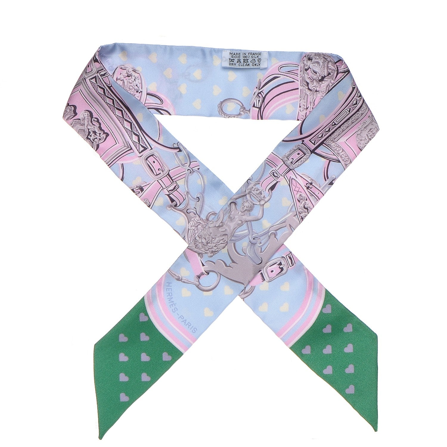 Hermes Silk Brides De Gala Love Twilly Bleu Ciel Parme Vert 1 of 6
