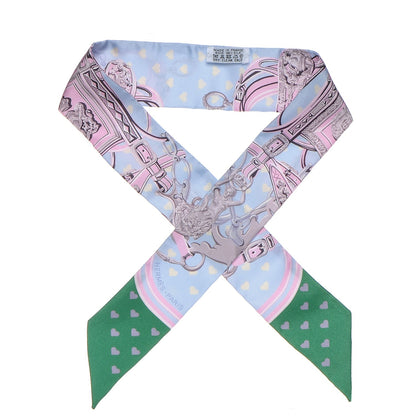 Hermes Silk Brides De Gala Love Twilly Bleu Ciel Parme Vert 1 of 6