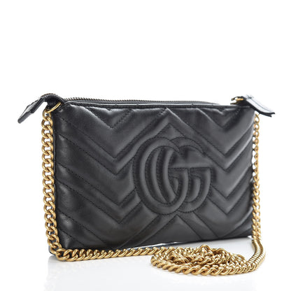 Gucci Calfskin Matelasse Mini GG Marmont Chain Bag Black 3 of 11