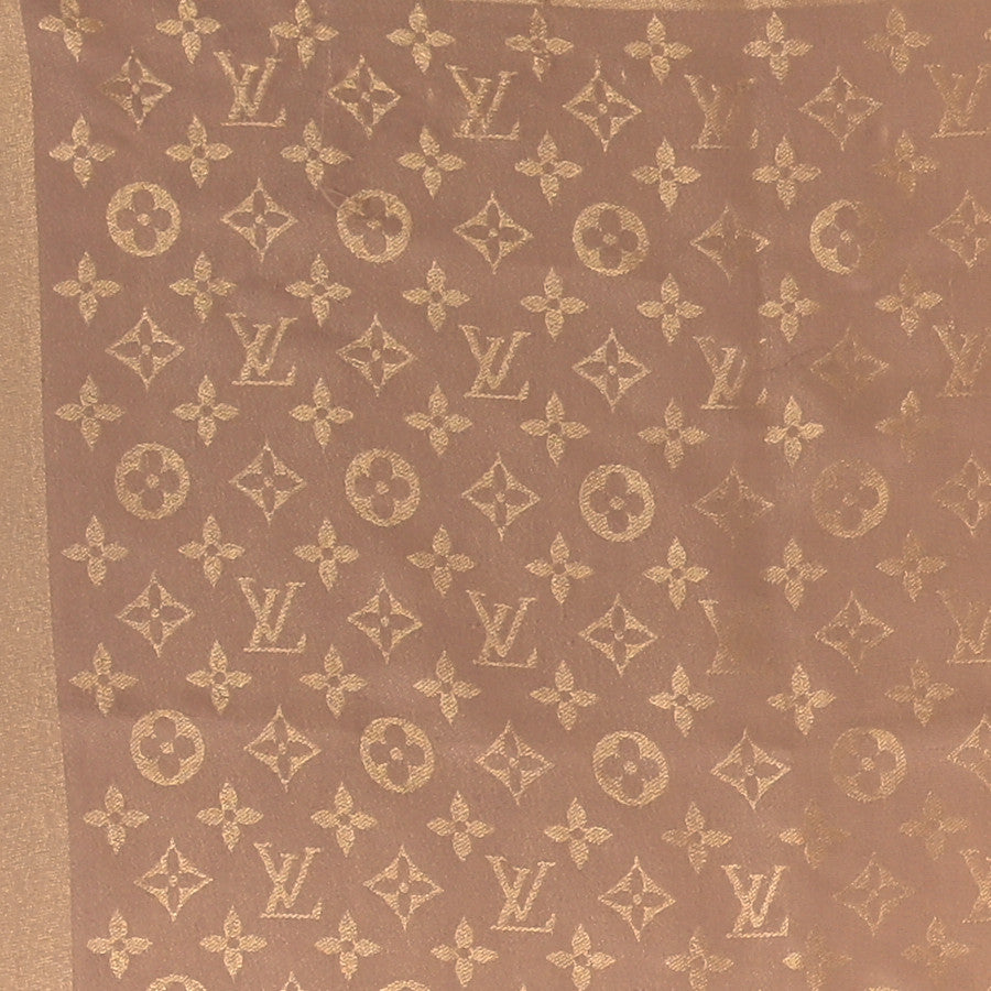 Louis Vuitton Silk Lurex Wool Monogram Shine Shawl Light Brown Gold 2 of 5