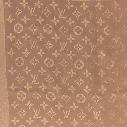 Louis Vuitton Silk Lurex Wool Monogram Shine Shawl Light Brown Gold 2 of 5