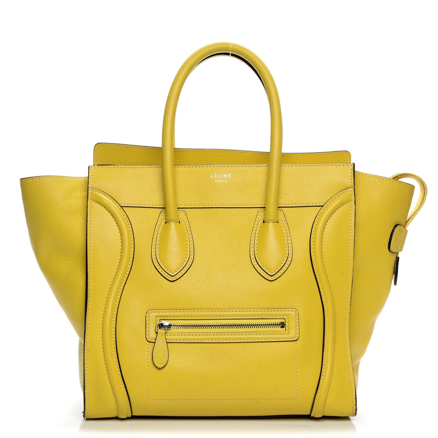Celine Drummed Calfskin Mini Luggage Citron 1 of 12