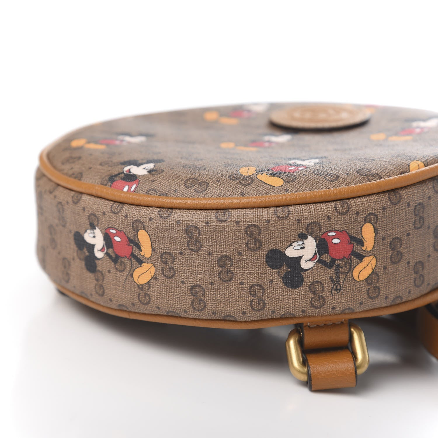 Gucci X DISNEY Mini Vintage GG Supreme Monogram Mickey Mouse Round Backpack Beige Vintage Sun Oil 8 of 10
