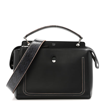 Fendi Vitello Baltico Dolce Elaphe DotCom Satchel Dark Grey 1 of 15