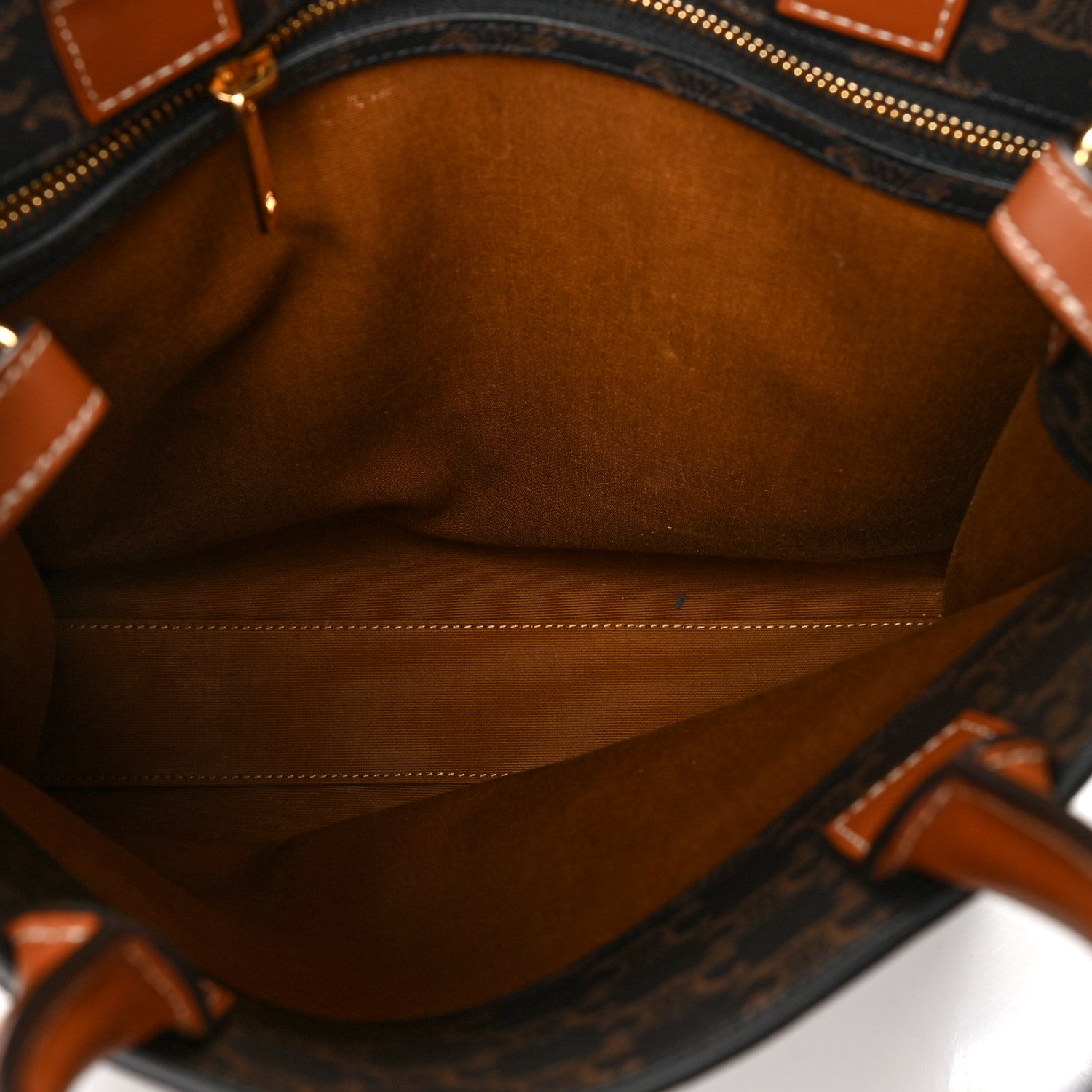 Celine Triomphe Canvas Calfskin Small Vertical Cabas Tan 5 of 9
