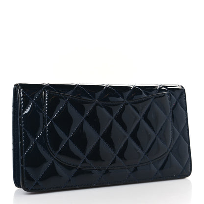 Chanel Patent Calfskin Quilted Yen Wallet Blue 3 of 13