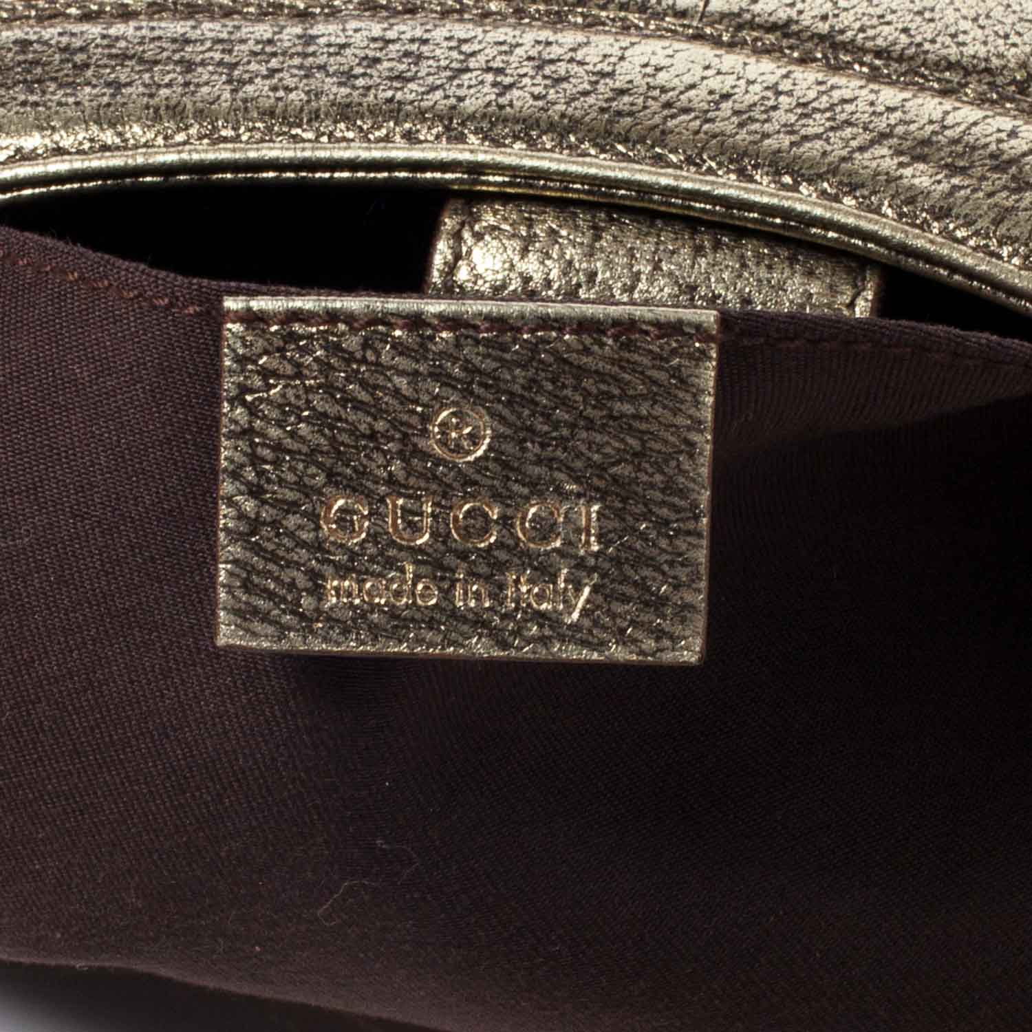 Gucci Monogram Bamboo Chain Shoulder Bag Metallic 6 of 9