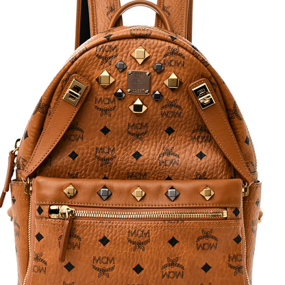 MCM Visetos Studded Medium Dual Stark Backpack Cognac 7 of 9