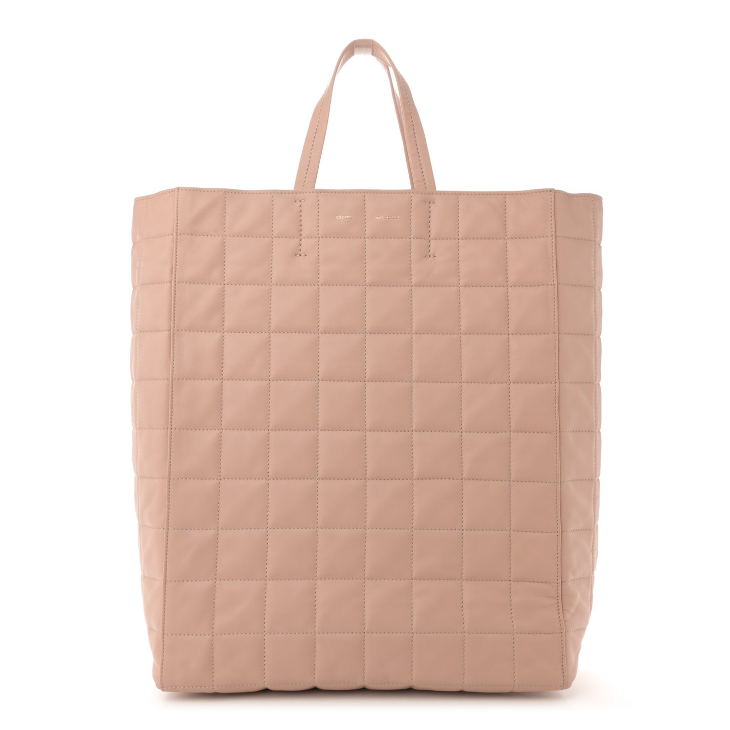 Calfskin Quilted Vertical Cabas Tote Beige