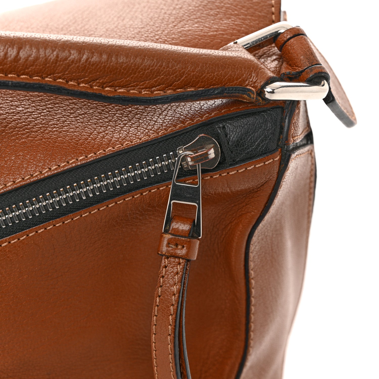 Loewe Calfskin Colorblock Medium Puzzle Bag Tan Red Black 17 of 19