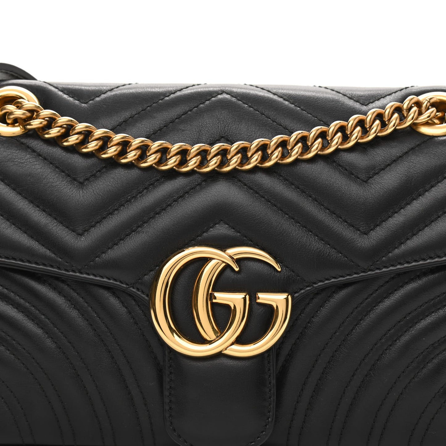 Calfskin Matelasse Small GG Marmont Shoulder Bag Black