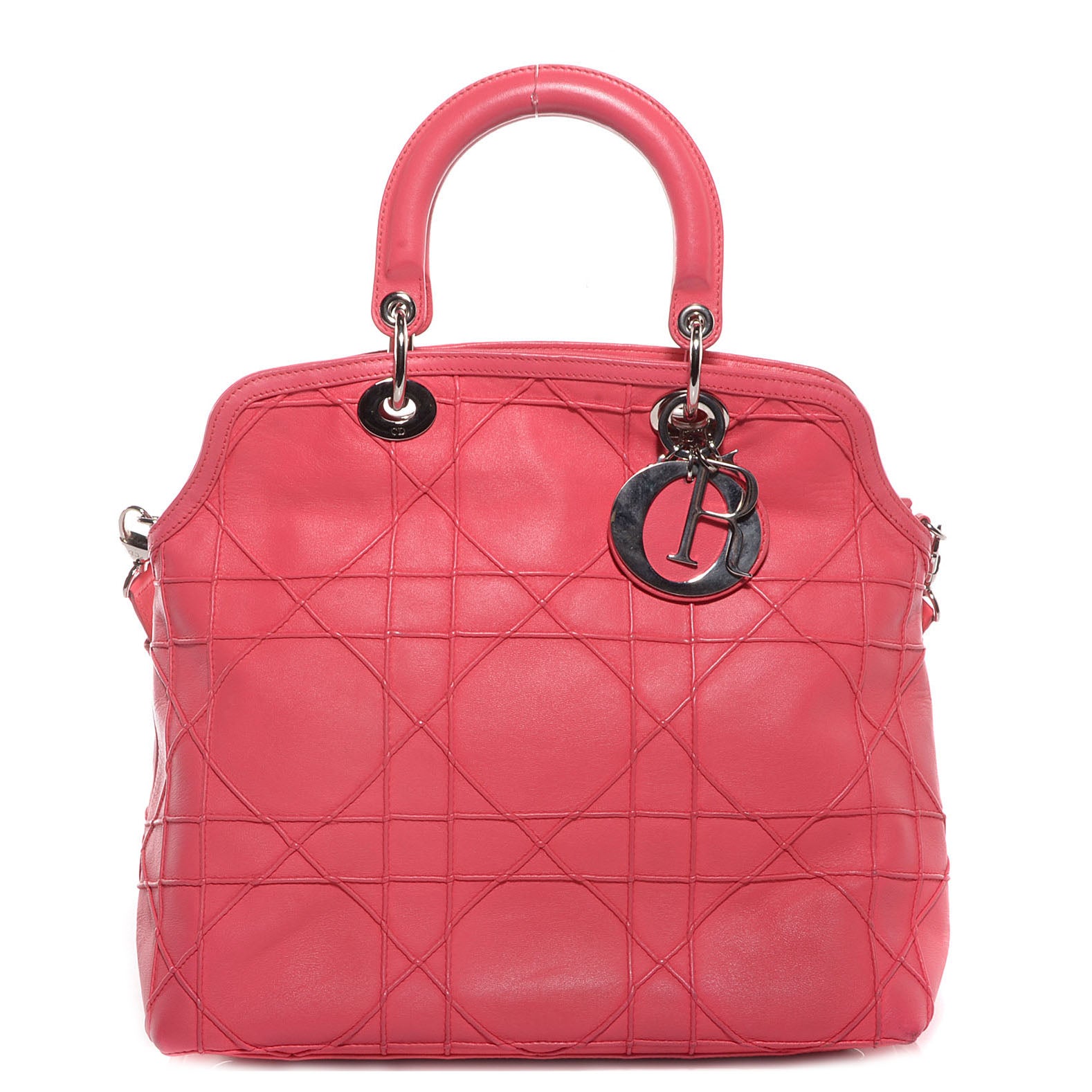 Christian Dior Lambskin Cannage Medium Granville Tote Light Coral 1 of 7