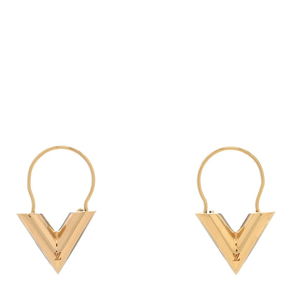 Louis Vuitton Brass Essential Large V Hoop Earrings Gold 1 of 5