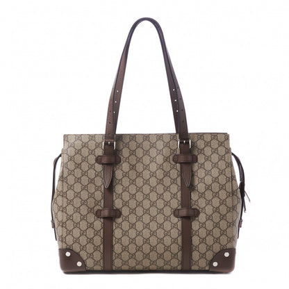 Gucci GG Supreme Monogram Textured Dollar Calfskin Medium Detail Tote Beige Ebony New Acero 1 of 8