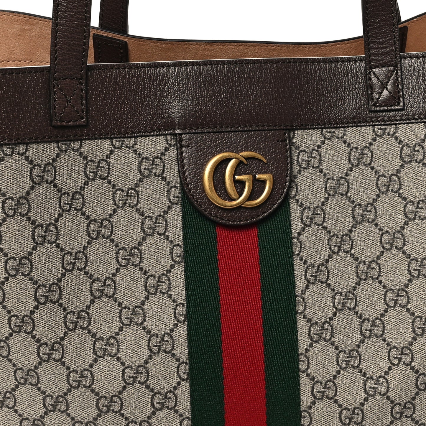 GG Supreme Monogram Web Ophidia Tote Brown