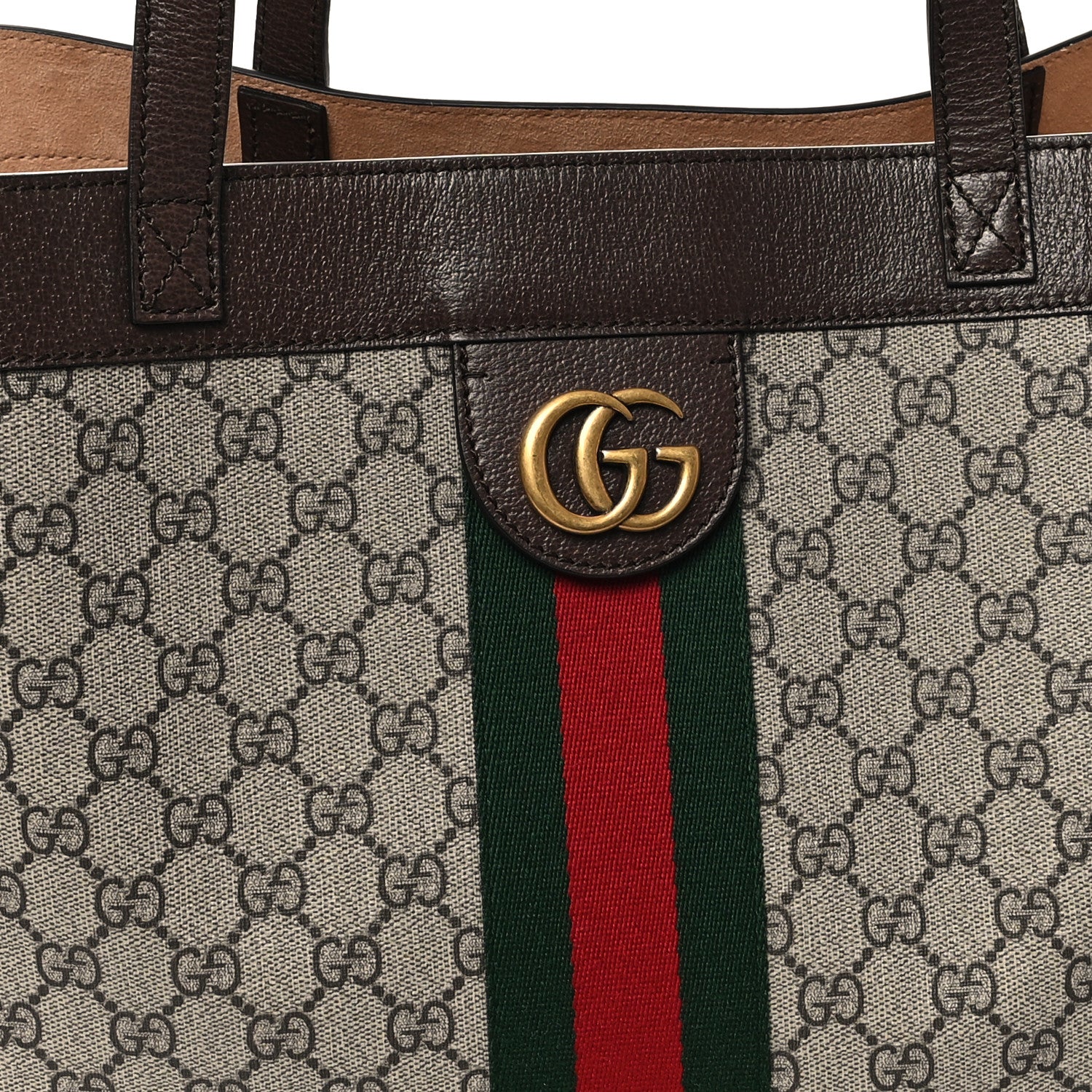 Gucci GG Supreme Monogram Web Ophidia Tote Brown 9 of 12