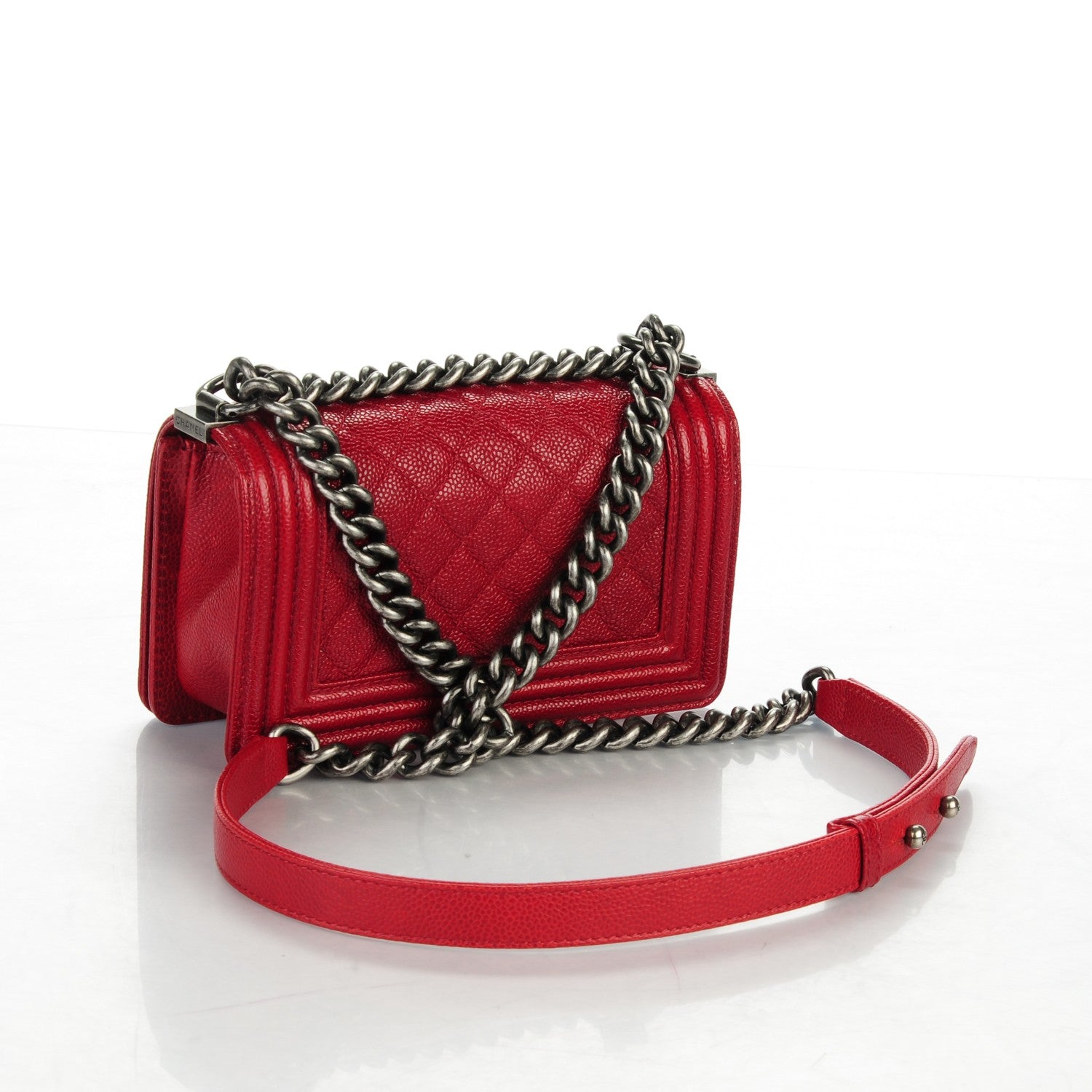 Chanel Caviar Quilted Small Boy Flap Dark Red 3 of 7