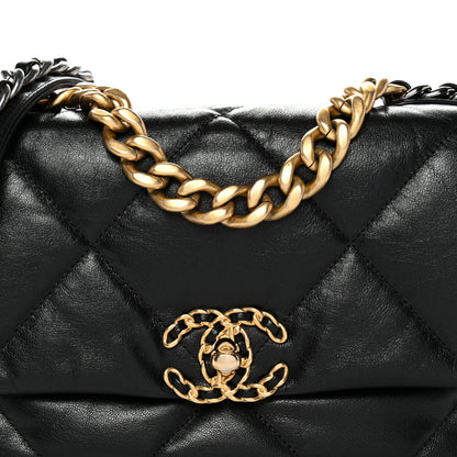 Chanel Shiny Goatskin Quilted Medium Chanel 19 Flap Black 8 of 11