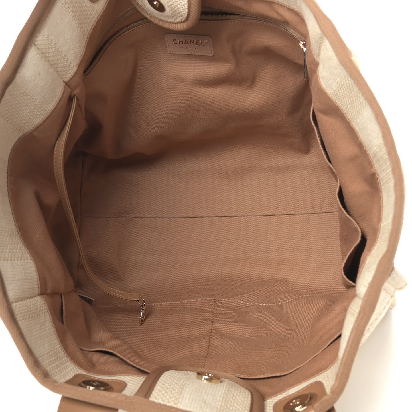 Mixed Fibers Striped Medium Deauville Tote Beige