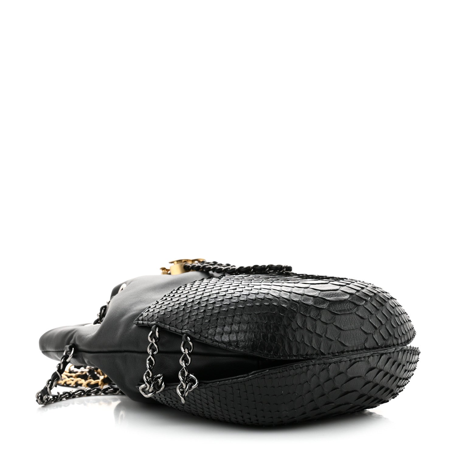 Chanel Snakeskin Calfskin Small Gabrielle Bucket Black 4 of 11