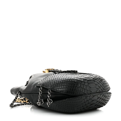Chanel Snakeskin Calfskin Small Gabrielle Bucket Black 4 of 11