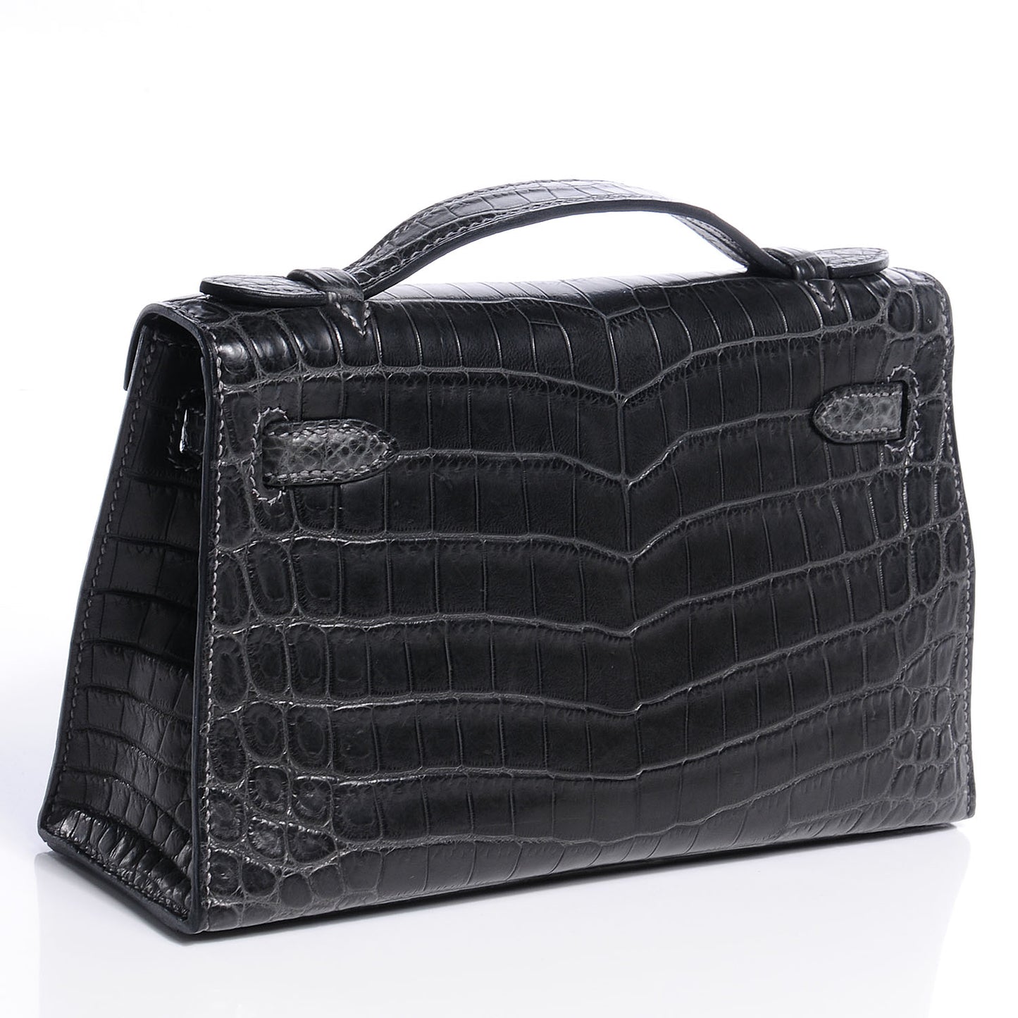 Matte Niloticus Crocodile Kelly Pochette Graphite