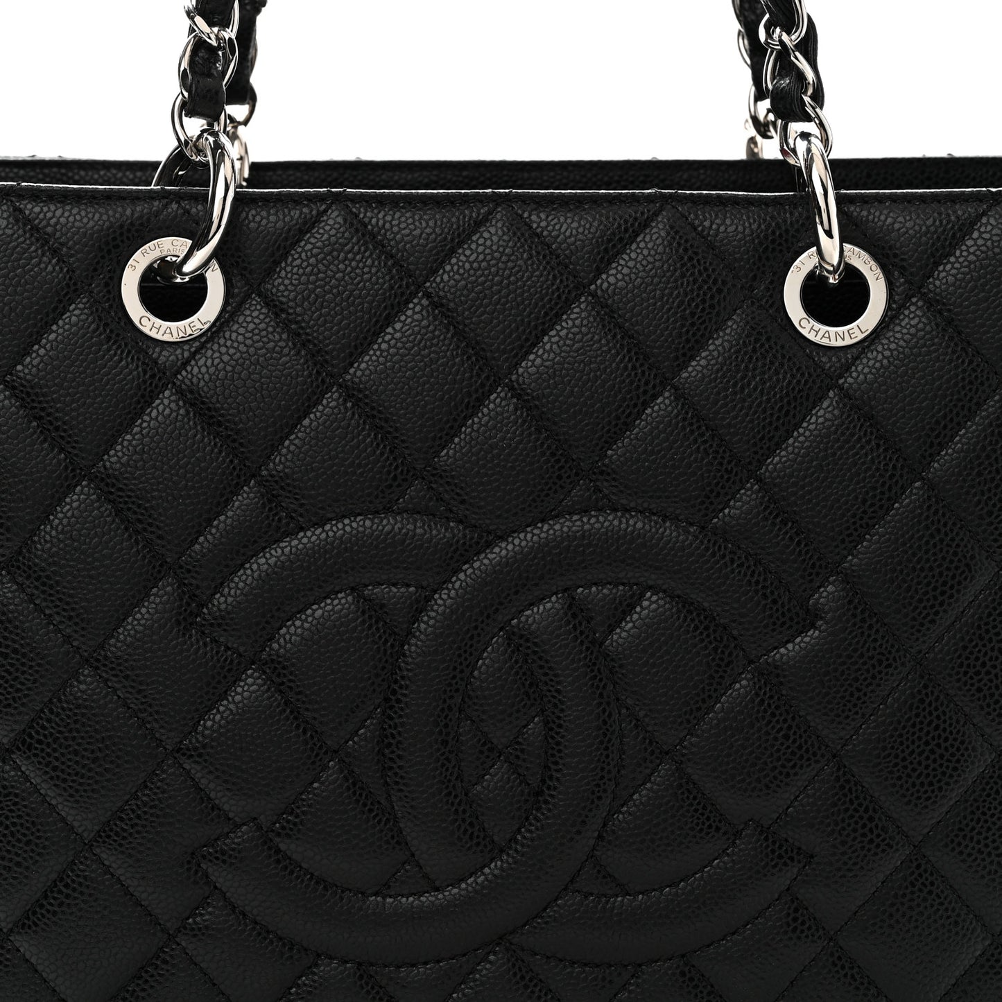 Caviar Quilted Grand Shopping Tote GST Black